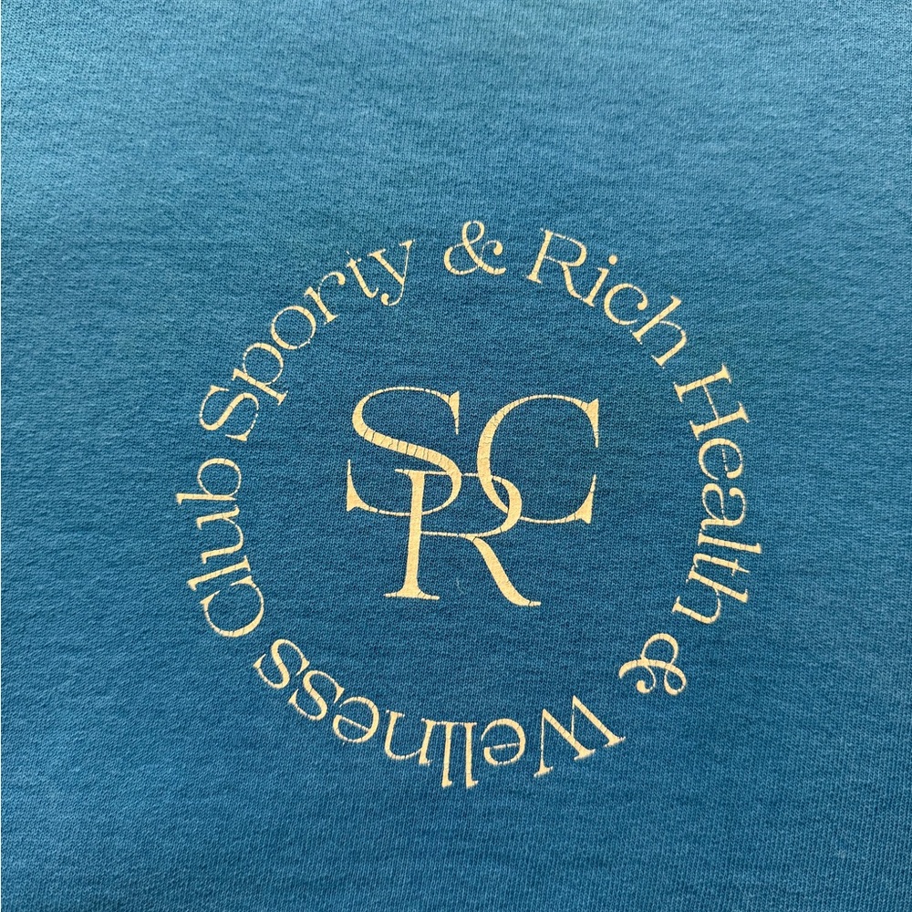 Sporty & Rich SRHWC Blue Cotton Crewneck Oversized Cozy Sweatshirt XL - Picture 7 of 8